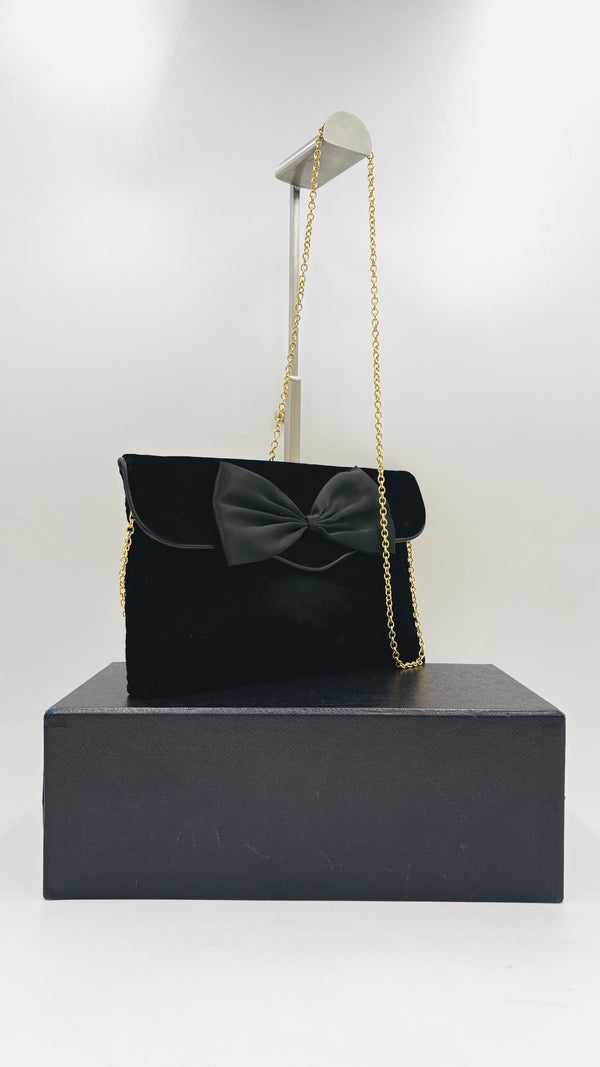 Borsa in velluto nero con fiocco