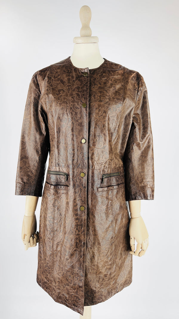 Giacca in pelle floreale