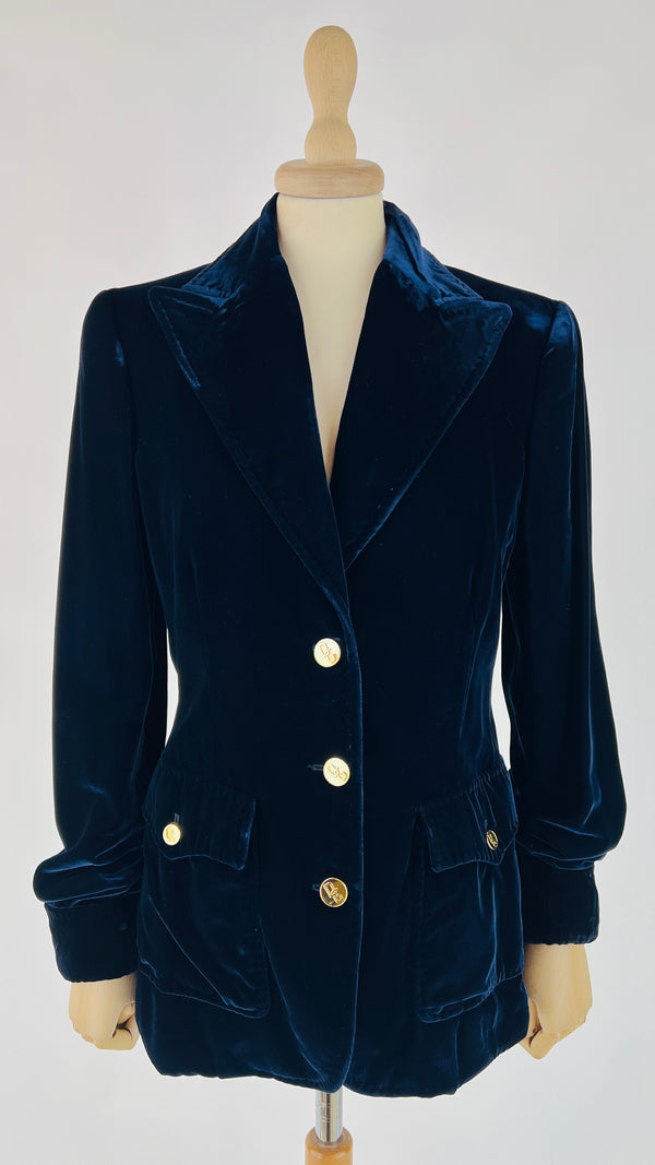 Blazer in velluto blu