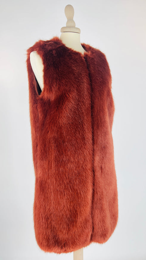 Gilet lungo ecopelliccia