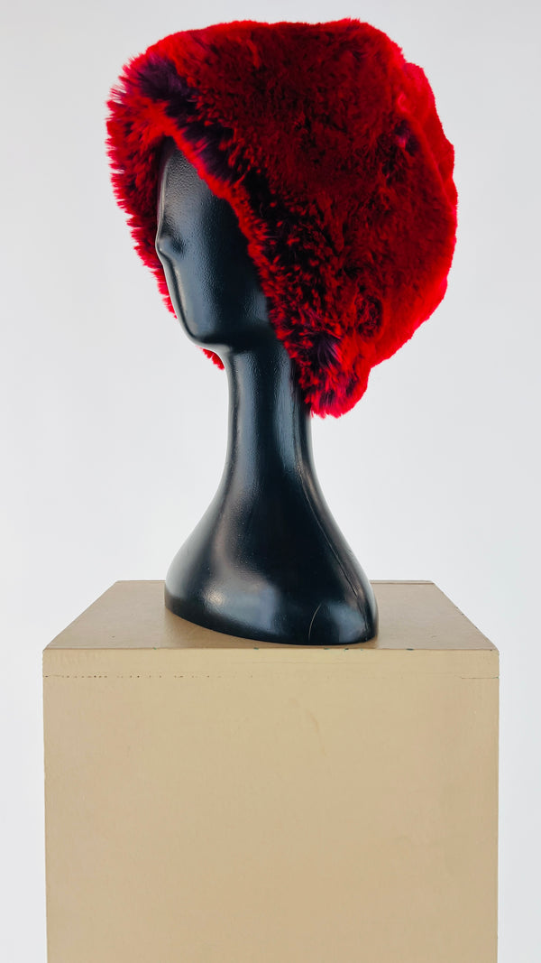 Cappello faux fur rosso