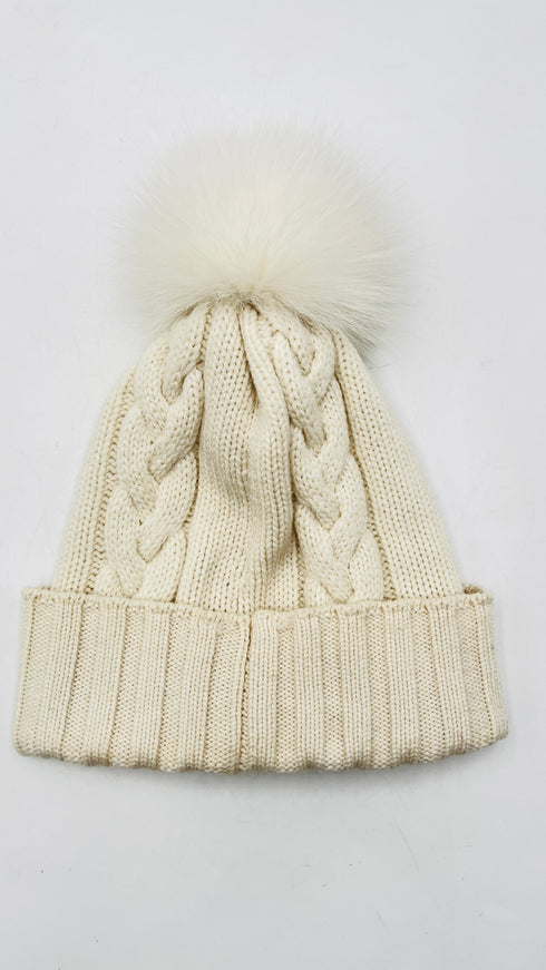 Cappello a trecce con pompon