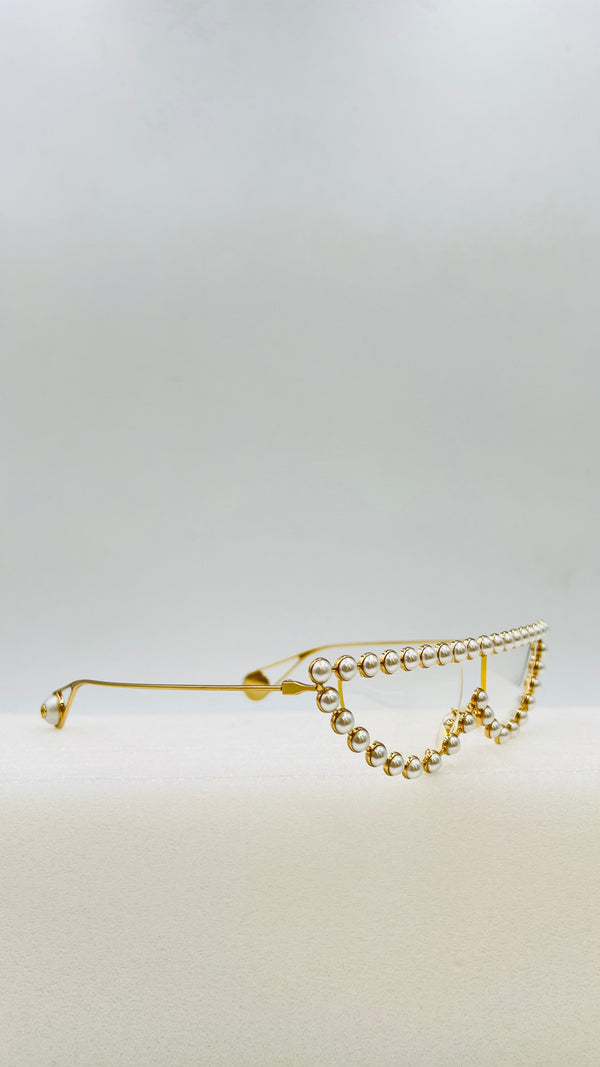 Occhiali cat-eye con perle