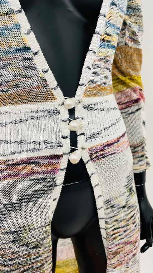 Cardigan lungo fiammato