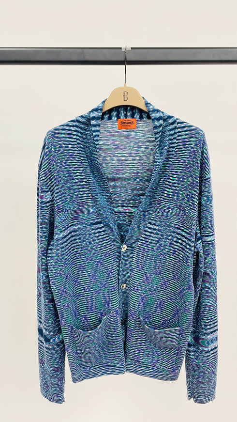 Cardigan blu fiammato