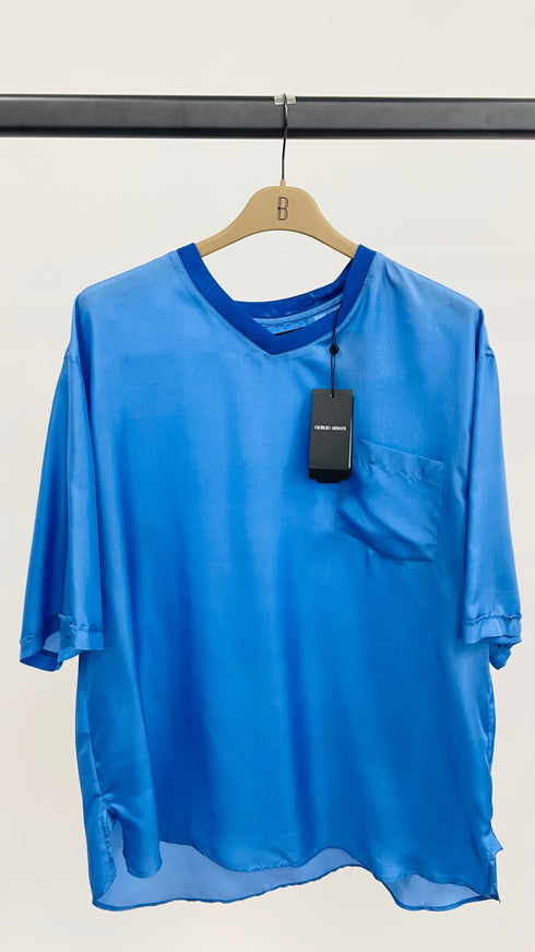 T-shirt raso di seta con cartellino