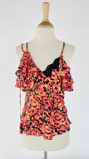 Top scollo incrociato volant con merletto MAYLE
