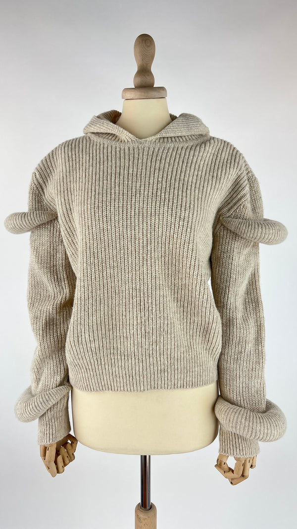 Felpa in maglia con cappuccio