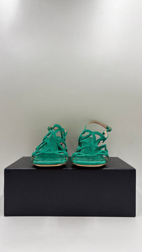 Sandalo in suede verde N.35/36/40/42
