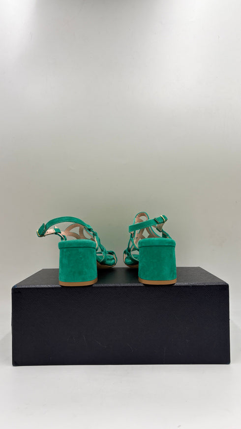 Sandalo in suede verde N.35/36/40/42