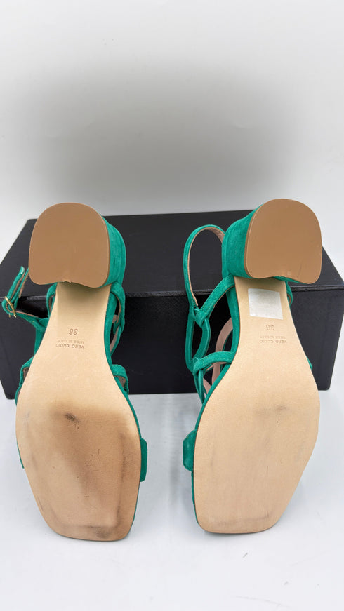 Sandalo in suede verde N.35/36/40/42