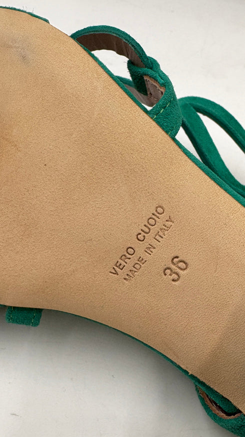 Sandalo in suede verde N.35/36/40/42