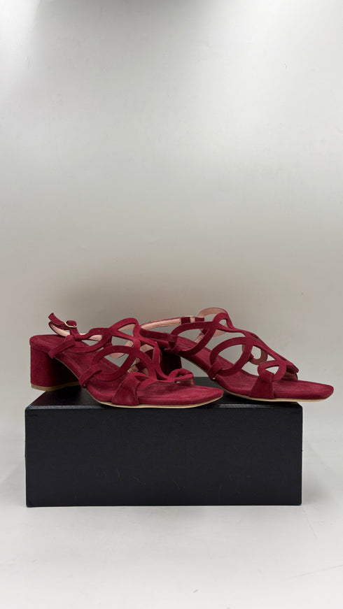 Sandalo in suede bordeaux N.42