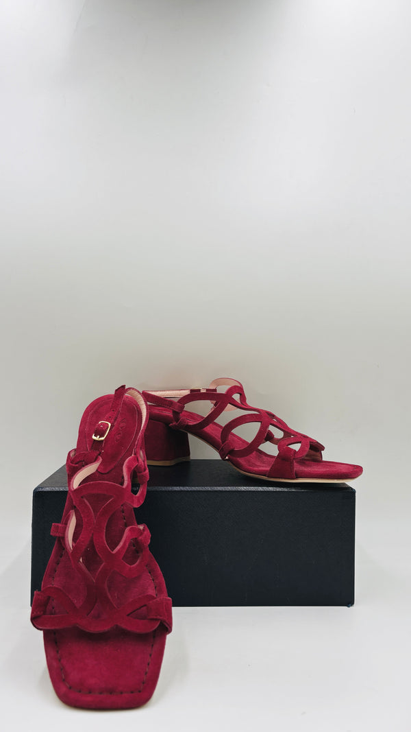 Sandalo in suede bordeaux N.42