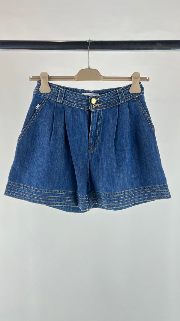 Shorts in denim con pences