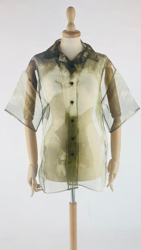 Camicia a maniche corte trasparente