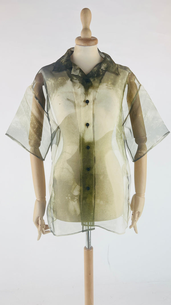Camicia a maniche corte trasparente