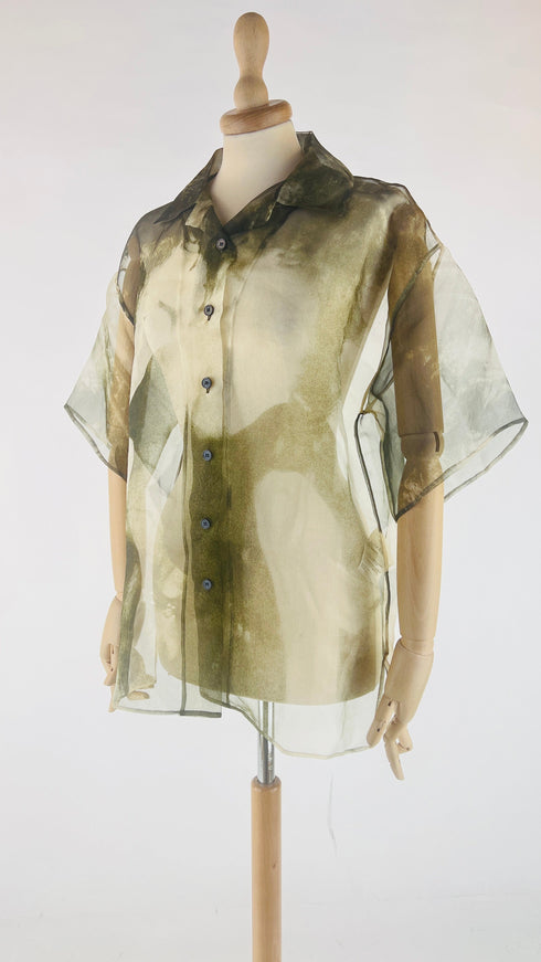 Camicia a maniche corte trasparente