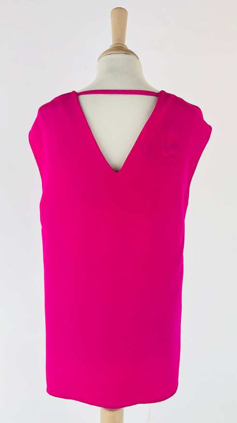 Top fucsia inserti chiffon nero