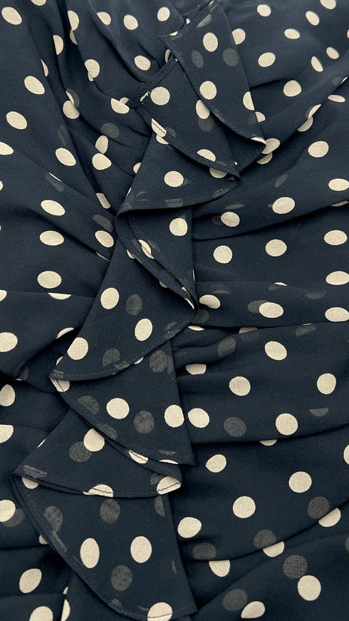 Abito asimmetrico nero a pois