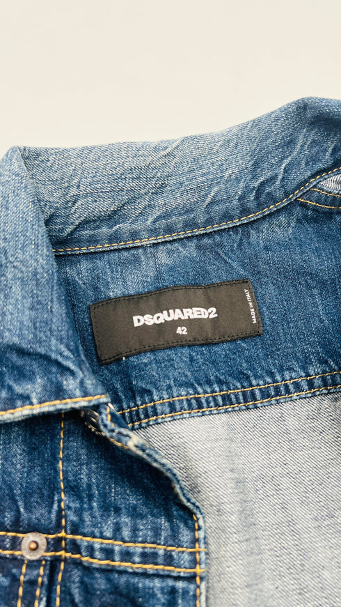 Giacca cropped in denim