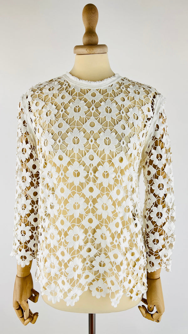 Blusa girocollo in pizzo