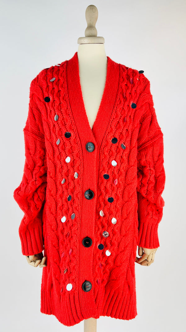 Cardigan con paillettes oversized