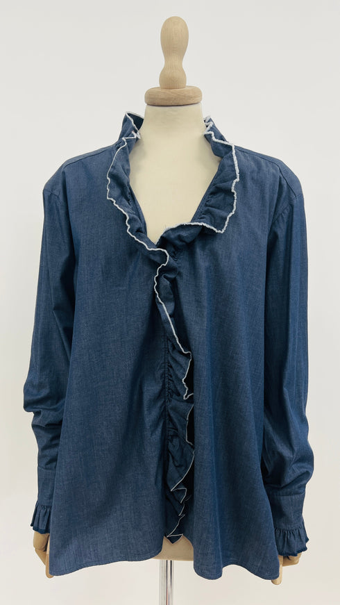 Blusa con scollo volant