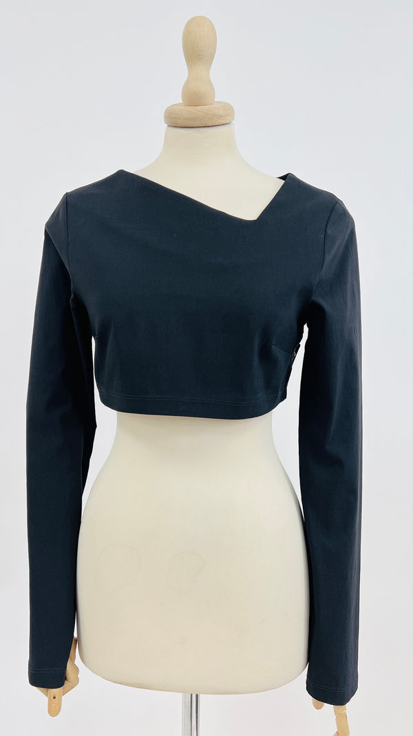 Top cropped scollo asimmetrico