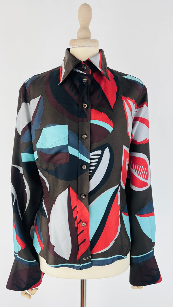 Camicia seta foglie