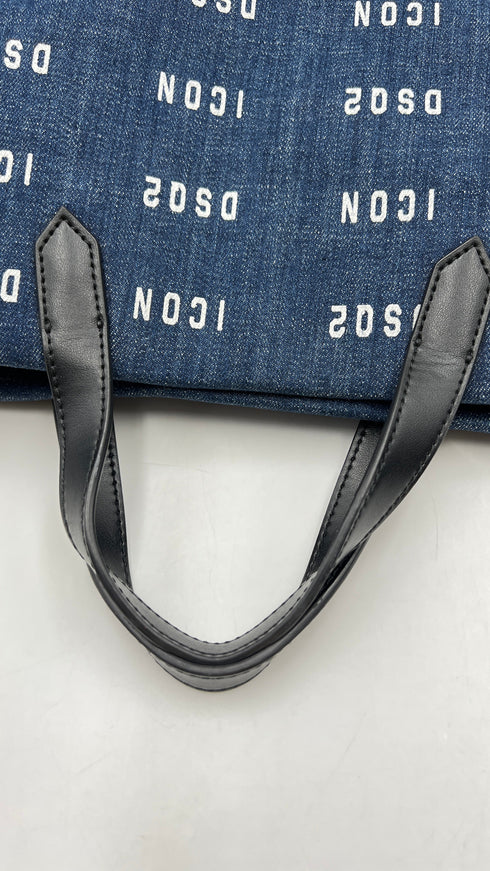 Borsa a mano in denim logato