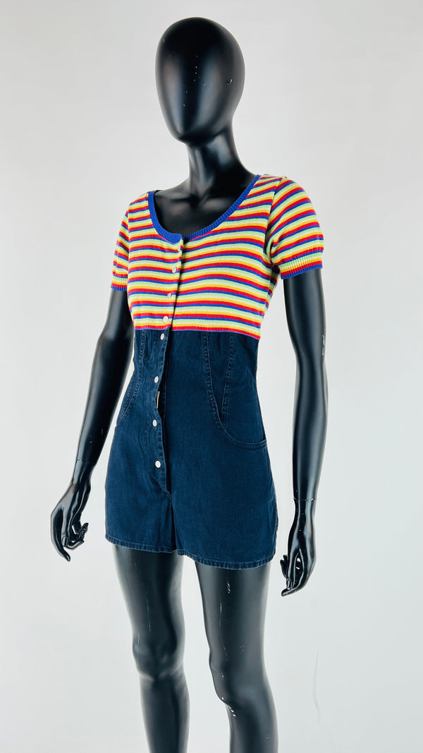 Tuta corta a righe vintage