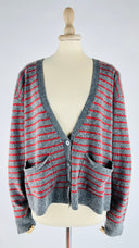Cardigan boxy a righe 6397