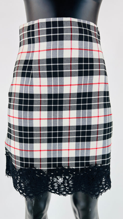 Mini gonna tartan con pizzo