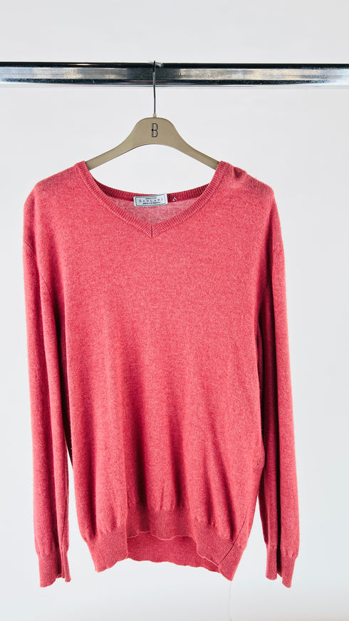 Maglia a V cashmere rosa