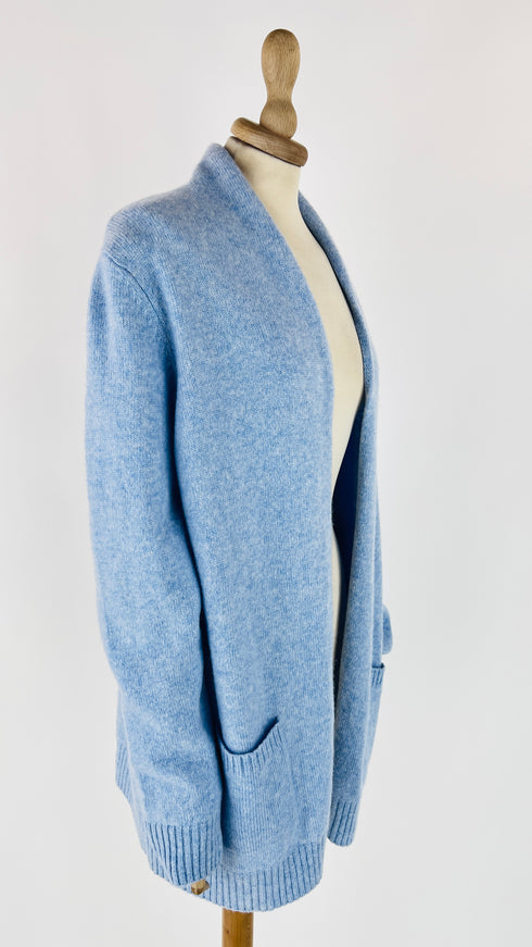 Cardigan aperto azzurro melange