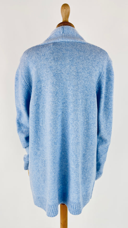 Cardigan aperto azzurro melange