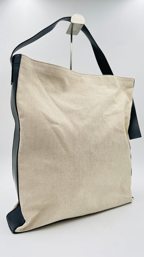 Maxi bag canvas e pelle
