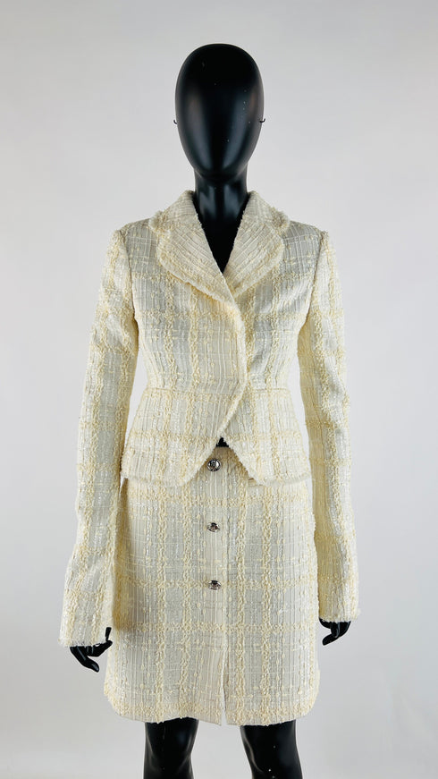Completo tweed bianco