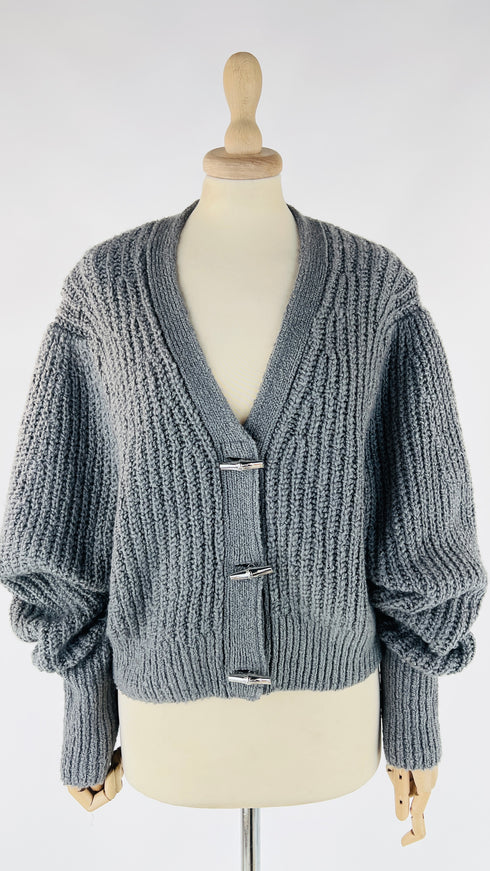 Cardigan con alamari metallici