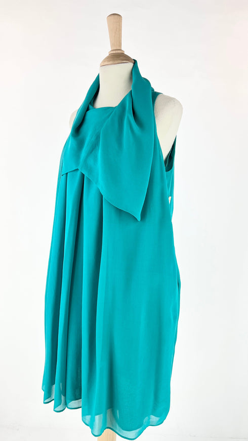 Abito midi in seta verde