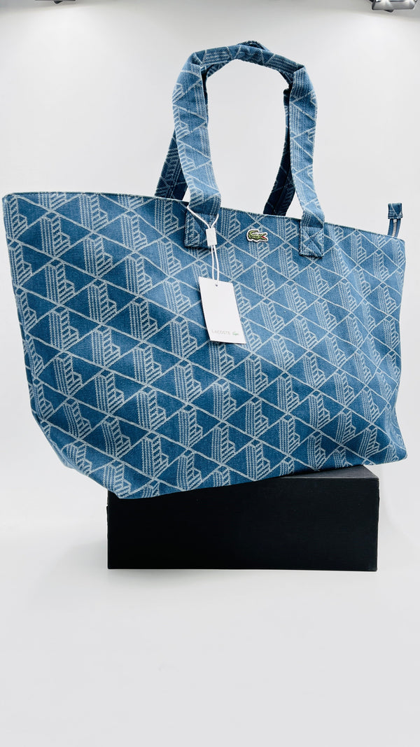Borsa maxi in denim con cartellino