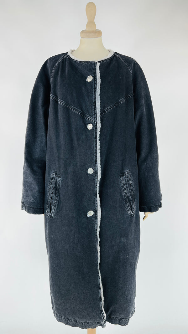 Cappotto in denim interno faux fur