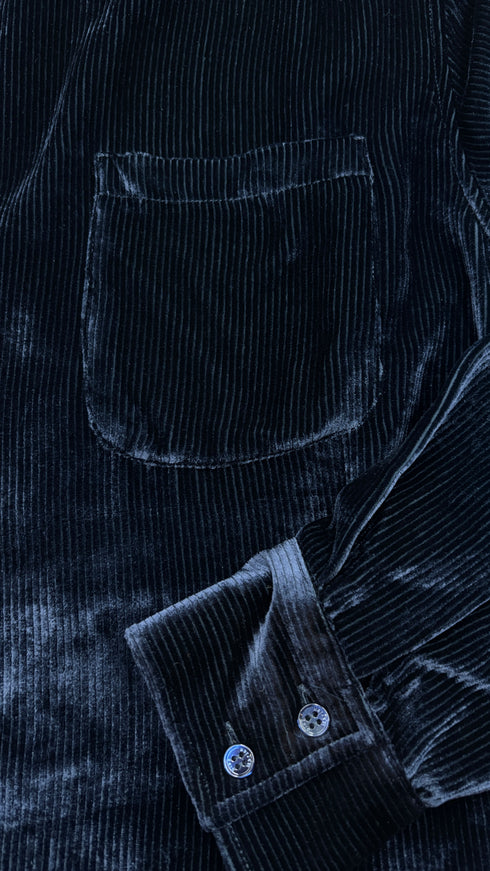 Camicia blu a costine
