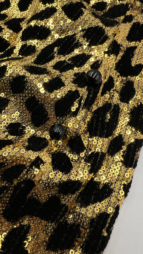 Abito wrap animalier in paillettes