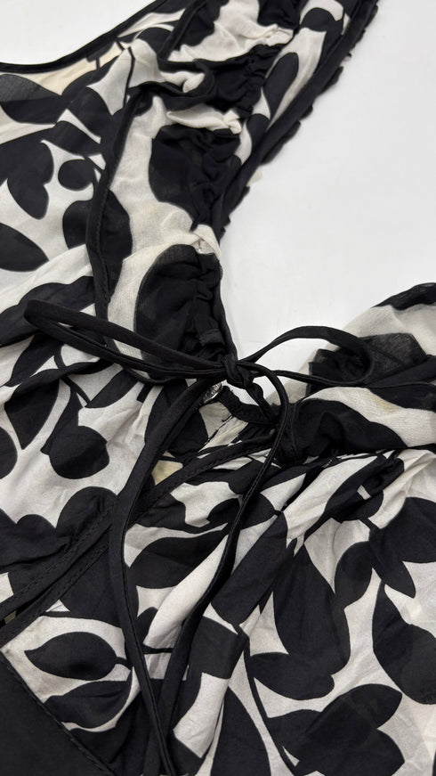 Top bianco nero foliage
