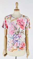 T-shirt a fiori paillettes rosa DerHY