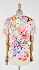 T-shirt a fiori paillettes rosa DerHY