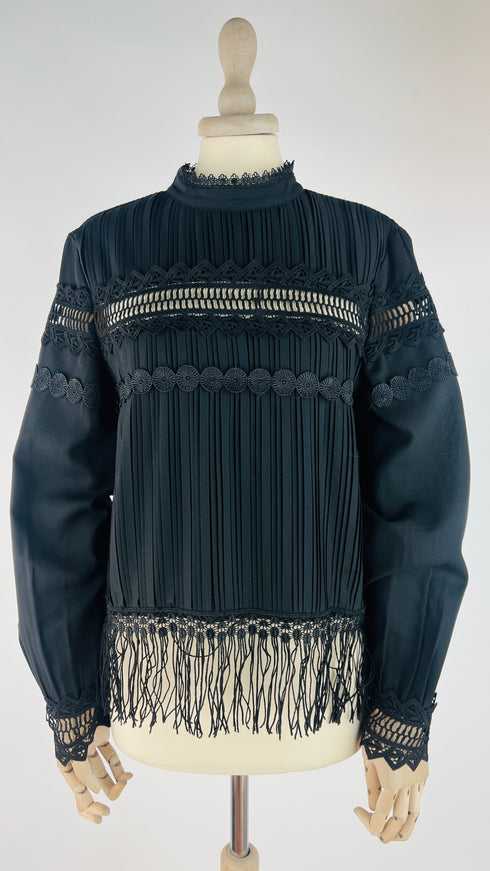 Blusa plissé con frange