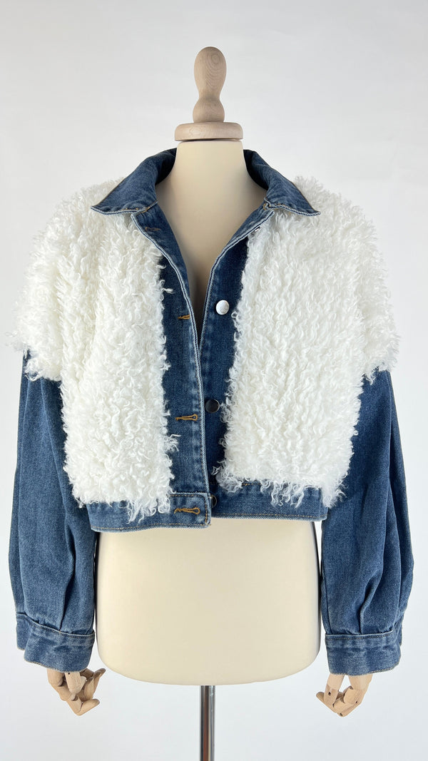 Giacca denim eco-pelliccia